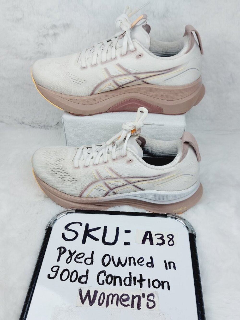 Asics Women's White Taupe Glow Gel-Kayano 32 Performance Running Shoes Sz 8.5 - Picture 10 of 10